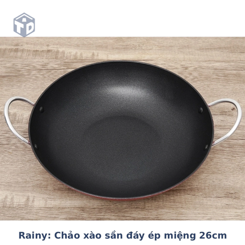 Rainy chính hãng: Chảo xào sần đáy ép miệng 26cm