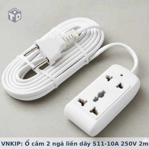 VNKIP: Ổ cắm 2 ngả liền dây S11-10A 250V 2m