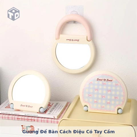 Gương Để Bàn Cách Điệu Có Tay Cầm