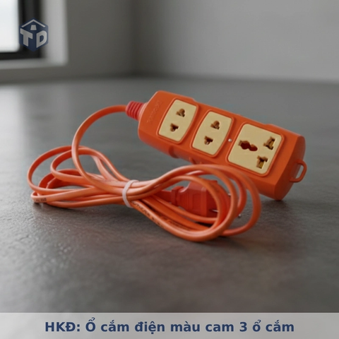 HKĐ: Ổ cắm điện màu cam chịu nhiệt 3 ổ cắm HJD CN3D-4000W