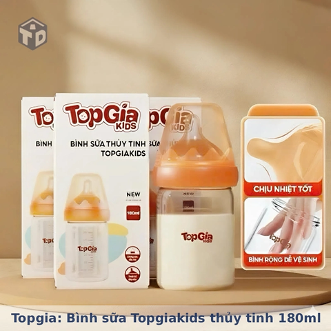 Topgia: Bình sữa Topgiakids thủy tinh 180ml