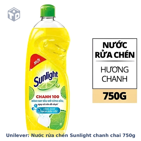 Unilever: Nước rửa chén Sunlight chanh chai 750g