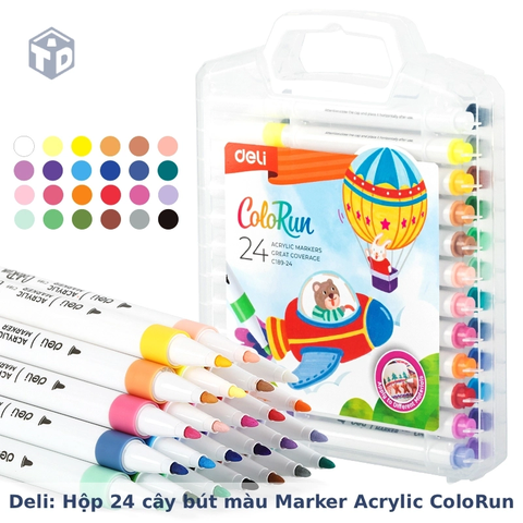Deli: Hộp 24 cây bút màu Marker Acrylic ColoRun EC189-24