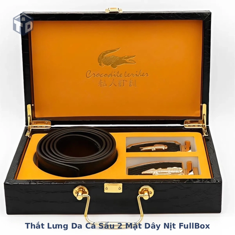 Thắt Lưng Da Cá Sấu 2 Mặt Dây Nịt FullBox