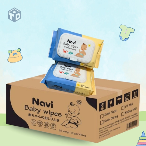 Navi: 1 gói khăn ướt Baby Wipes 100 Tờ