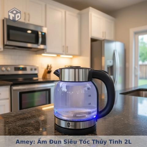 Amey: Ấm Đun Siêu Tốc Thủy Tinh 2L PL0890