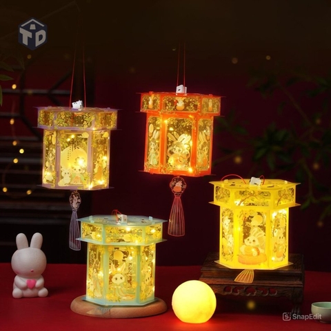 Đèn Lồng Giấy Trang Trí Trung Thu Họa Tiết Hoạt Hình (T)