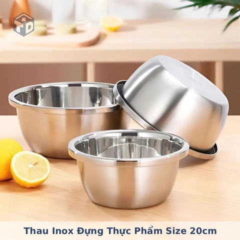 Thau Inox Đựng Thực Phẩm Size 20cm
