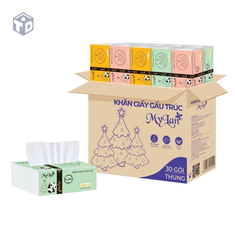 MyLan: Thùng 30 gói khăn giấy gấu trúc 3 lớp( gói 300 tờ)