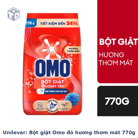 Unilever: Bột giặt Omo đỏ hương thơm mát 770g