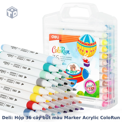 Deli: Hộp 36 cây bút màu Marker Acrylic ColoRun EC189-36