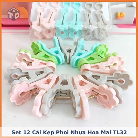TL: Set 12 Cái Kẹp Phơi Nhựa Hoa Mai TL32