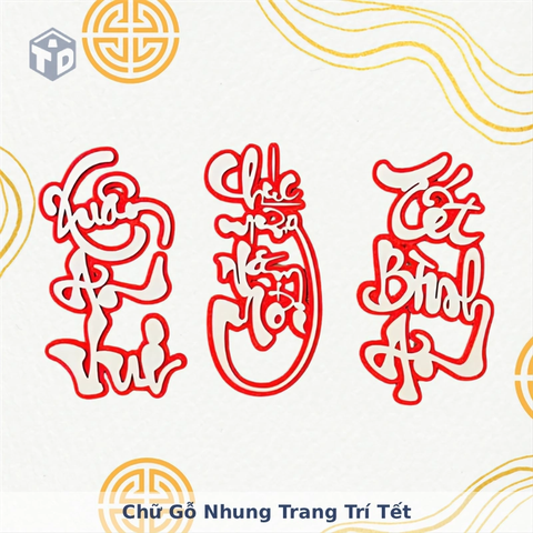 Chữ Gỗ Nhung Trang Trí Tết