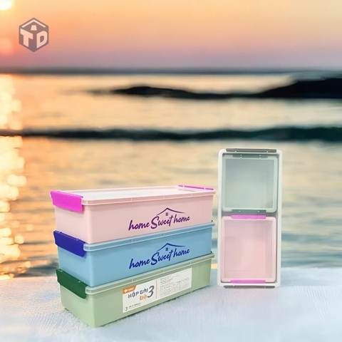 Tân Lập Thành: Bộ 3 Hộp Nhựa Nắp Cài Home Sweet Home