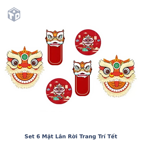 Set 6 Mặt Lân Rời Trang Trí Tết