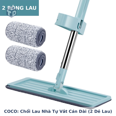 COCO: CHỔI LAU NHÀ TỰ VẮT CÁN DÀI(2 dẻ lau)
