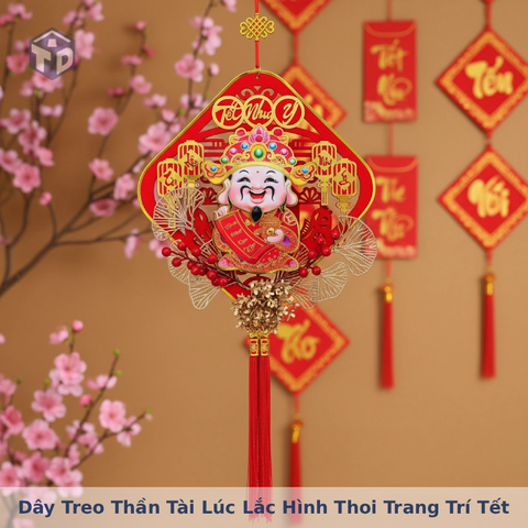 Dây Treo Thần Tài Lúc Lắc Hình Thoi Trang Trí Tết