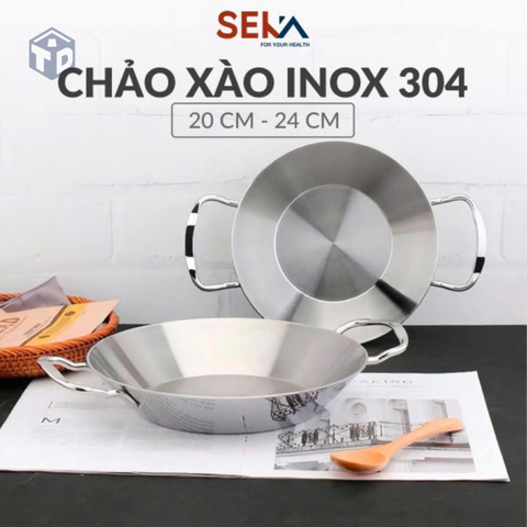 Seka: Chảo Xào 2 Quai Inox SKM2832 Size 24cm