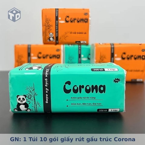 GN: 1 Túi 10 gói giấy rút đa sắc gấu trúc Corona