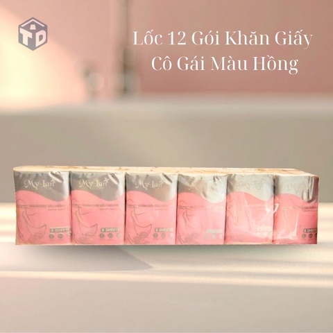 MyLan: Lốc 12 gói khăn giấy cô gái màu hồng