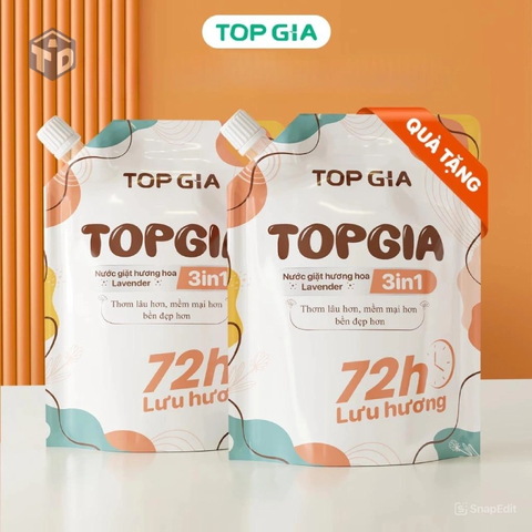 Topgia: Nước giặt 72h, Hương hoa Laveder túi 2 lít