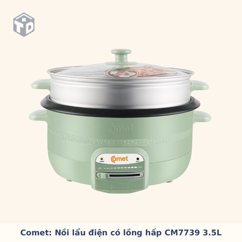 Comet: Nồi lẩu điện có lồng hấp CM7739 3.5L