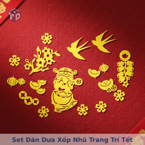 Set Dán Dưa Xốp Nhũ Trang Trí Tết