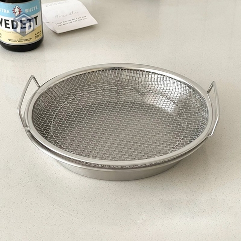 Set Khay Kèm Vỉ Lưới Lọc Dầu Chất Liệu Inox (T100) - (Set)