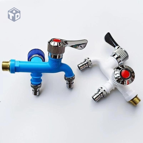Vòi Nước Đôi Chia 2 Đầu Van Cổng Xả Độc Lập (T240) - (Cái)