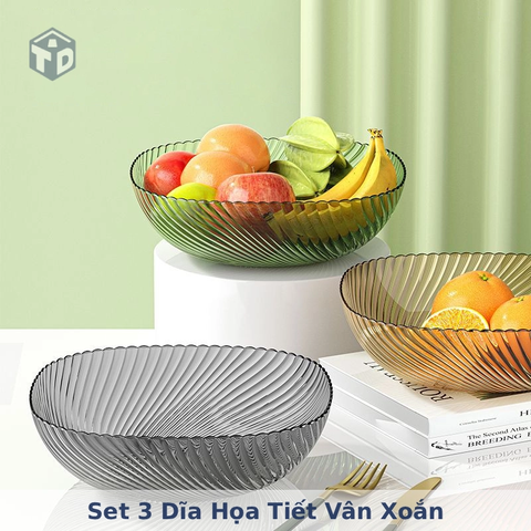Set 3 Dĩa Họa Tiết Vân Xoắn