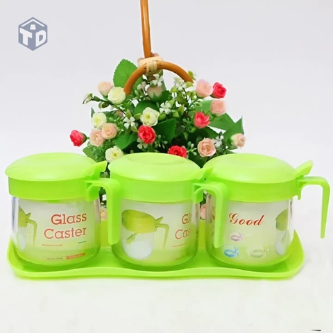 Bộ 3 Hũ Gia Vị Thủy Tinh Bọc Nhựa 3403 (T36) - (Bộ)