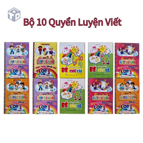 Bộ 10 Quyển Luyện Viết Tập Tô Chữ Và Tô Số Cho Bé Mẫu Giáo (T100) - (Bộ)