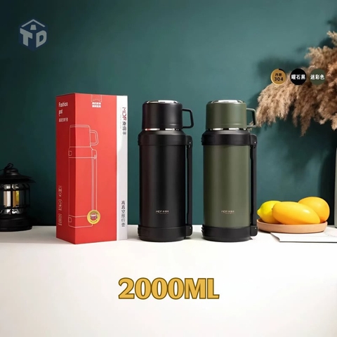 SG Hàng xịn: Bình Giữ Nhiệt Có Quai Xách Kèm Cốc 2000ML (T20) - (Cái)