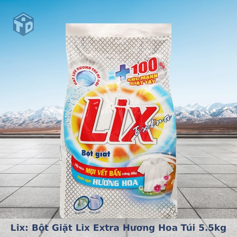 Lix: Bột Giặt Lix Extra Hương Hoa Túi 5.5kg