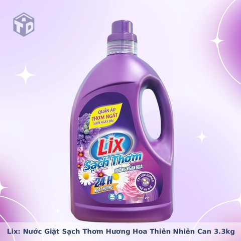 Lix: Nước Giặt Sạch Thơm Hương Hoa Thiên Nhiên Can 3.3kg