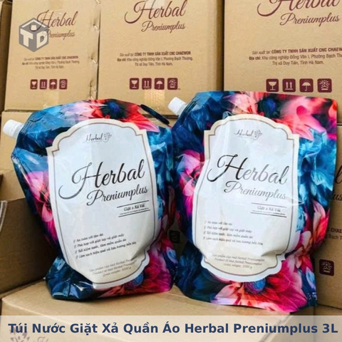 Túi Nước Giặt Xả Quần Áo Hương Nước Hoa Herbal Preniumplus 3L