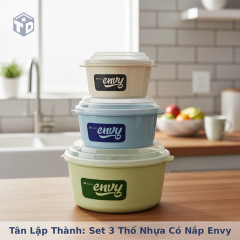 Nhựa T L Thành: Set 3 thố nhựa có nắp Envy