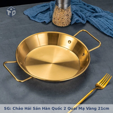 SG: Chảo Hải Sản Hàn Quốc 2 Quai Mạ Vàng 21cm