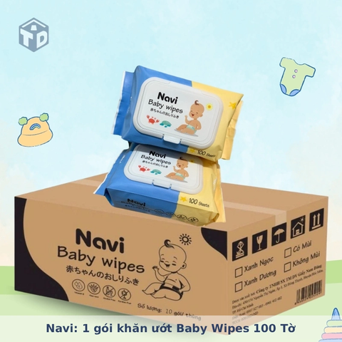 Navi: 1 gói khăn ướt Baby Wipes 100 Tờ