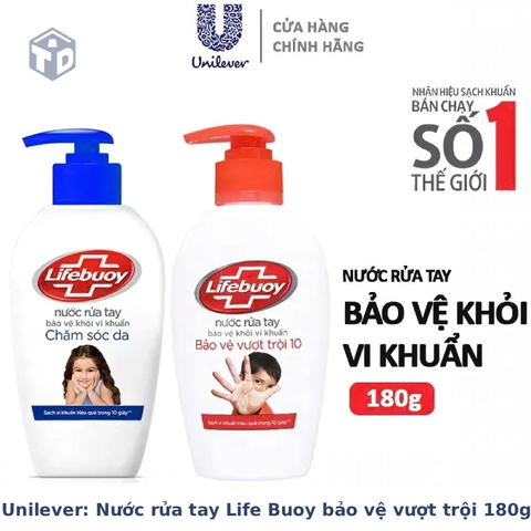 Unilever: Nước rửa tay Life Buoy bảo vệ vượt trội chai 180g