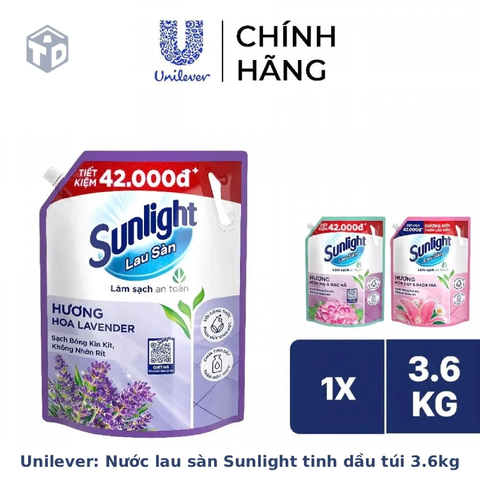 Unilever: Nước lau sàn Sunlight tinh dầu thơm túi 3.6kg