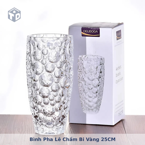 Bình Pha Lê Chấm Bi Vàng 25CM