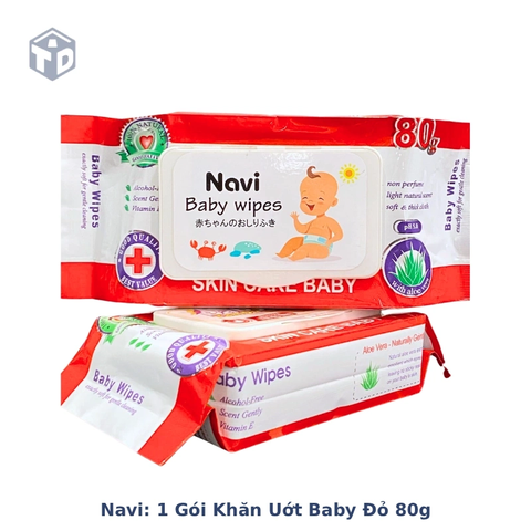 Navi: 1 Gói Khăn Uớt Baby Đỏ 80g