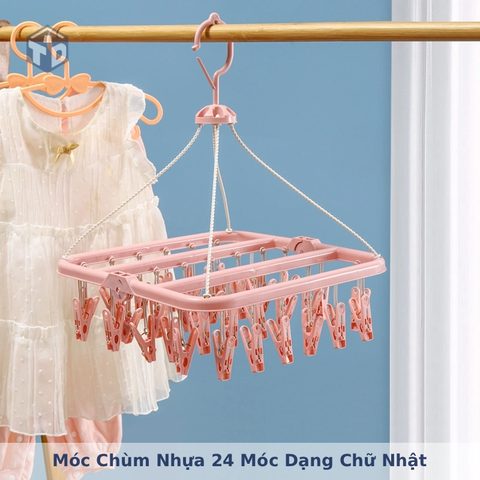 Móc Chùm Nhựa 24 Móc Dạng Chữ Nhật