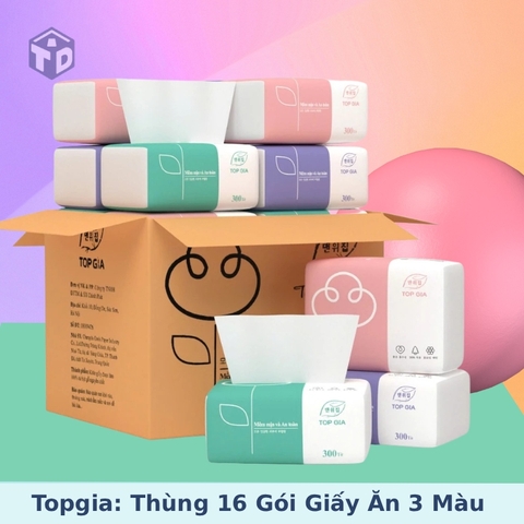 Topgia: Thùng 16 Gói Giấy Ăn 3 Màu