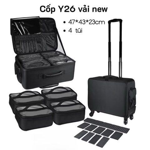 Cốp Kéo Trang Điểm Kèm 4 Túi - Vải