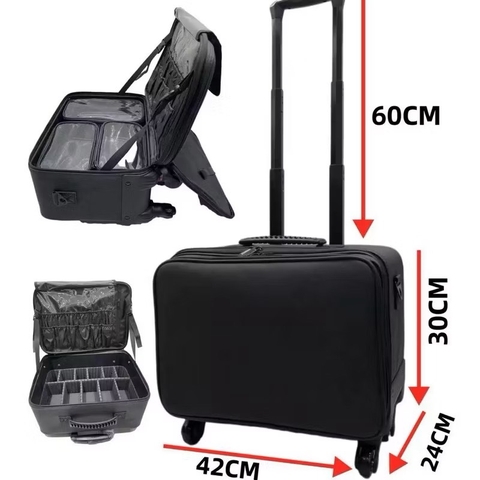 Cốp Kéo Trang Điểm Kèm 3 Túi Da Pu Kháng Nước