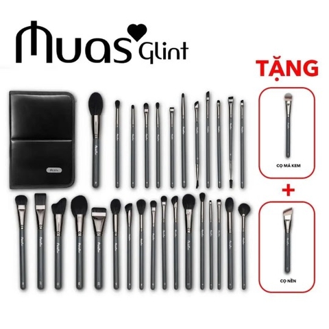 Bộ Cọ Trang Điểm Mua.s Glint 29 Cây Kèm Túi Da – Cọ Trang Điểm Chuyên Nghiệp Lông Mềm Mịn Cao Cấp