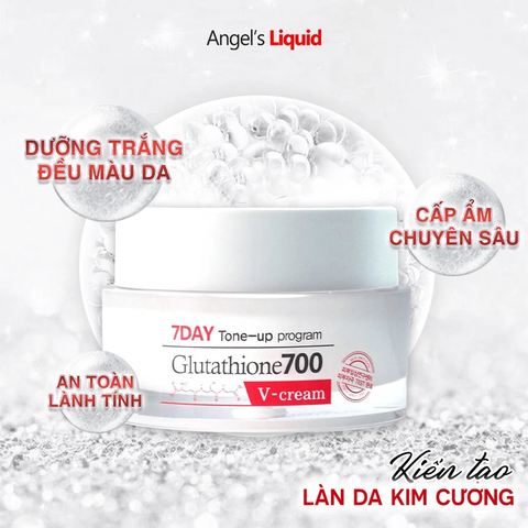 Kem Dưỡng Trắng Da Cấp Ẩm Đa Tầng Angel's Liquid 7 Day Whitening Program Glutathione 700 V-Cream