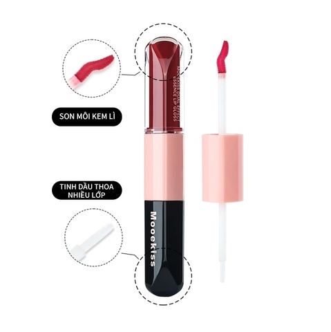 Son Bóng Hai Đầu Mooekiss Dual Effect Lip Gloss Dưỡng Môi Đa Năng (3ml+3ml)